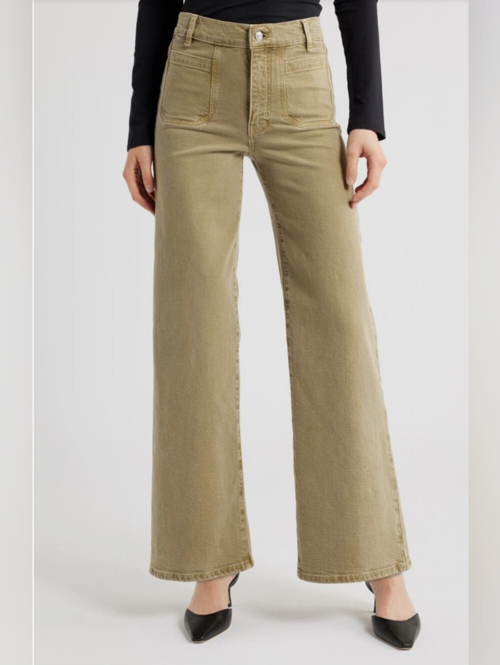 NWT FRAME Le Slim Palazzo Wide Leg Jeans in Olive Waist 26